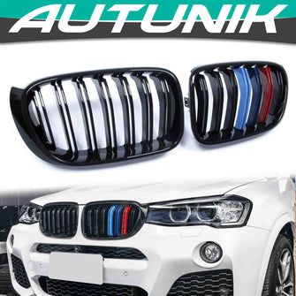 M-Color Double Slats Front Kidney Grille for BMW X3 F25 X4 F26 LCI 2014-2018