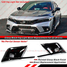 For 2022-2024 Honda Civic JDM Gloss Black Fog Light Lamp Bezel Cover Replacement