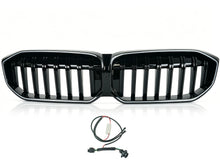 Front Kidney Grille Single Line Grill W/ LED Light For BMW 3 Series G20 2023-2026 Gloss Black