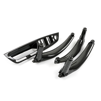 4PCS Carbon Fiber Look Interior Door Handle Pull Panel Trim For BMW X5 E70 X6 E71 2007–2014