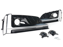 Left+Right Fog Light Grille Cover for Audi S5 / A5 S-Line 18-19 Black+Chrome
