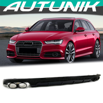 Black Diffuser w/ Exhaust Tips for Audi A6 C7.5 Sedan Non-Sline 2016-2018 di213