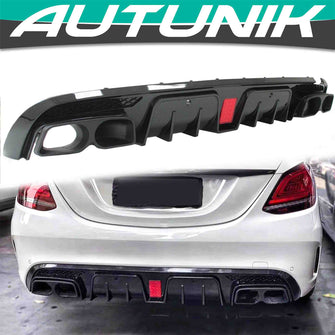 Carbon Style LED Diffuser w/ Exhaust Tips for Mercedes W205 Sedan C300 C43 AMG 2015-2021 di12