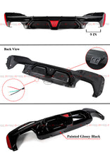 For 2017-2023 BMW G30 5 Series M5 CS Style Gloss Black Rear Bumper Diffuser W/ Red LED