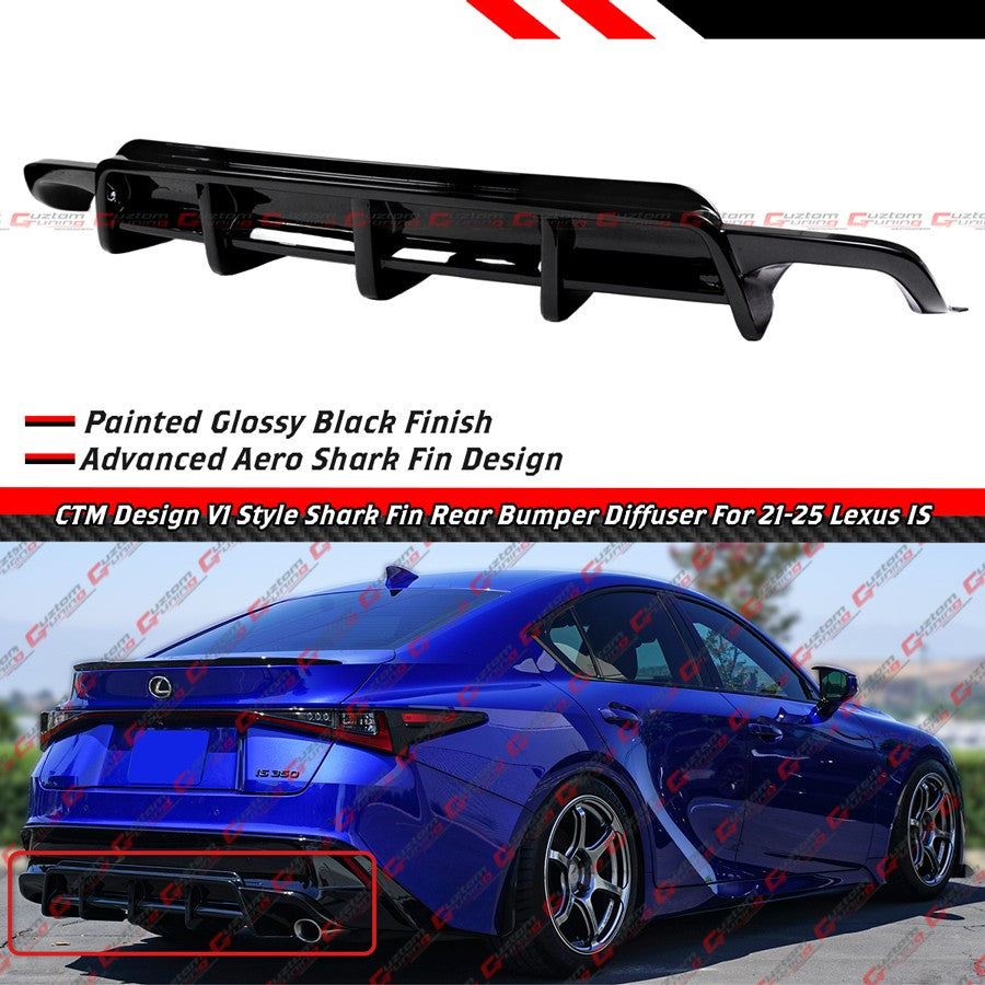 Gloss Rear Bumper Diffuser - Fits 2021-2025 Lexus IS300 & IS350 All ...