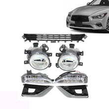 Front Lower Grille Fog Lights Bezels Set For 2018-2021 Infiniti Q50 Pure/Luxe