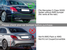 Rear Diffuser w/ Black Exhaust Tips for Mercedes Benz W205 Sedan C300 Base Sedan NON AMG