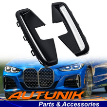 Pair For 2021-2026 BMW G22 G23 M440i Coupe Gloss Black Front Fog Light Grille Cover Trims
