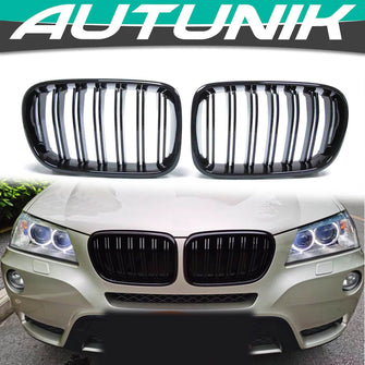 Gloss Black Front Bumper Kidney Grille For BMW X3 F25 Pre-LCI 2011-2014
