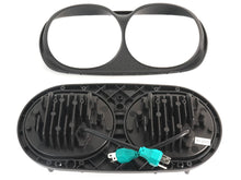 5.75" Dual LED Projector Headlight Black+Chrome Fit Harley Road Glide FLTR 1998-2013