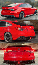 For 2022-2025 Honda Civic Sedan LED Rear Diffuser + Corner Spats Extensions Rallye Red