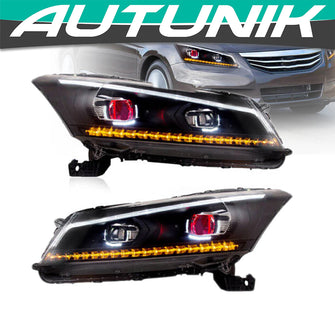 Demon Eye Headlamps For 2008-2012 Honda Accord Sedan Headlights Left+Right