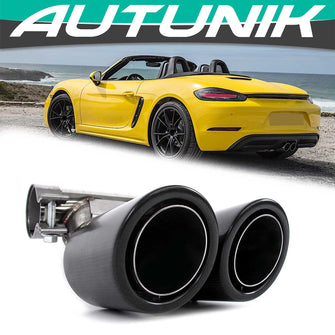 Matte Carbon Fiber Exhaust Tips For Porsche 718 Boxster Cayman S 982 2017-2023