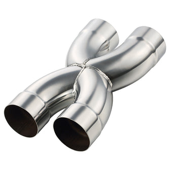 Welded X Pipe 3" Dual Inlet/Outlet Polished Exhaust X Pipe Stainless Steel Crossover Pipe