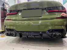For 2019-2022 BMW G20 M340i Gloss Black Rear Diffuser w/ Carbon Fiber Quad Exhaust Tips