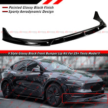 4pcs For 2025-2026 Tesla Model Y Juniper V Style Gloss Black Front Bumper Lip Splitter