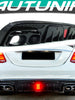 Black Rear Diffuser w/ LED + Black Exhaust Tips For 15-21 Mercedes W205 Sedan C300 C450 C43 AMG