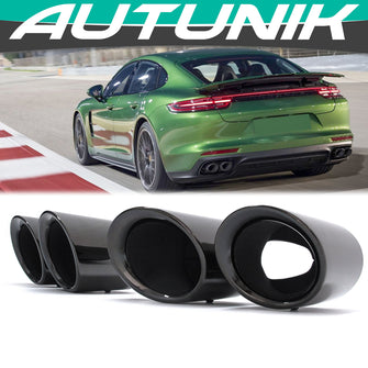 Black Exhaust Tips Muffler Tailpipe For Porsche 971 Panamera Base 2017-2023