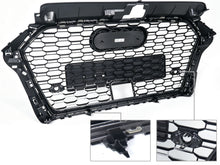 Gloss Black Honeycomb Front Bumper Grille Grill RS3 Style Fit 2017-2020 Audi A3 8V S3 With ACC