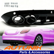 C43 Style Rear Diffuser Lip W/ Black Tips For Mercedes Benz C-Class W205 C200 C250 C300 Non AMG 2015-2021