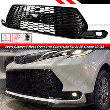 Gloss Black Honeycomb Front Bumper Grille Conversion for Sienna LE XLE 2021-2025