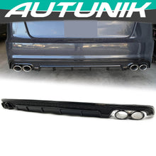 Gloss Black Rear Diffuser + Exhaust Tips For Audi A6 C7.5 Non-S-Line Sedan 2016-2018