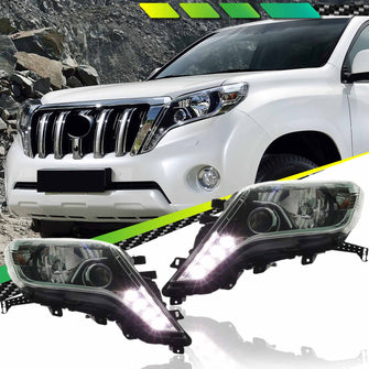 For Toyota Land Cruiser Prado 2014-2017 LED DRL Sequential Projector Headlights Assembly