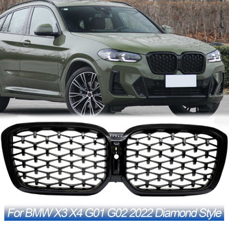 Black Diamond Front Bumper Grill for BMW X3 G01 X4 G02 2022-2024