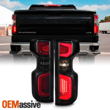 LED Tube DRL Black Smoked Tail Lights For 2019-2024 Chevy Silverado 1500 2500HD