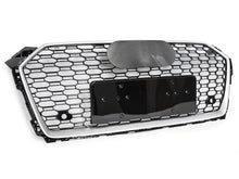 RS5 Style Honeycomb Front Mesh Grille Chrome for Audi A5 S5 B9 2017 2018 2019