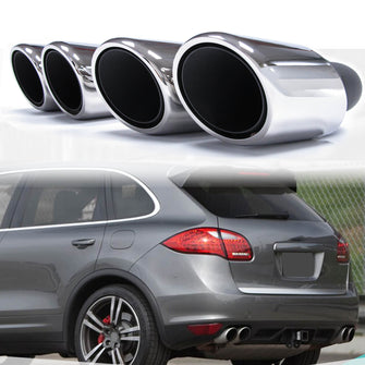 Pair For 2011-2014 Porsche Cayenne 92A 958 Stainless Rear Muffler Pipes Exhaust Tips Chrome