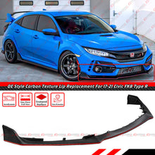 Matte Carbon Fiber Style Front Bumper Lip Splitter Textured Black For 2017-2021 Honda Civic