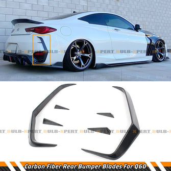 For 2017-2022 Infiniti Q60 Carbon Fiber Rear Bumper Side Vent C Blade Trim Canard