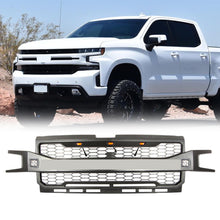 Front Bumper Upper Grille W/Lights Black for Chevrolet Silverado 1500 2019-2022