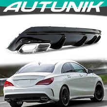 Fit For Mercedes Benz W117 CLA250 2017-2019 Black Rear Bumper Diffuser Lip W / Chrome Exhaust Tips