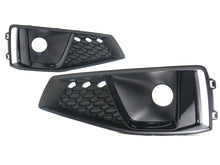 Pair Black Fog Light Grille Trim Covers For 2019 Audi A4 S-Line S4 Front Bumper