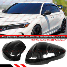 For 2022-2026 Honda Civic MU Style Full Carbon Fiber Side Mirror Cover Cap W/ Light - Direct Replacement