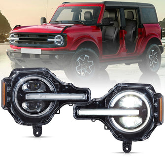 Pair LED Projector Headlights w/ DRL For 2021–2024 Ford Bronco 2/4 Door