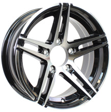 15" X 5" Black Aluminum Spoke Sidewinder Trailer Rim Satin on Black