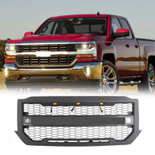 Front Grille Mesh Grill With Side Lights Black for Chevrolet Silverado 2016-2018