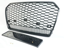 RS6 Look Badgeless Honeycomb Grille For Audi A6 S6 C7 2016–2018 Gloss Black