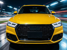 For Audi Q5 Non S-line 2018-2020 Gloss Black Front Honeycomb Mesh Grill+Fog Lamp Cover Bezels