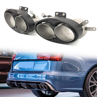 AK Style Carbon Fiber Exhaust Tips Replace for Audi RS4 RS5 RS6 RS7