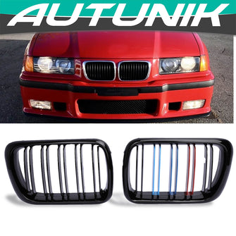 Glossy Black M-Color Front Kidney Grille for BMW 3-Series E36 M3 Coupe 1997-1999