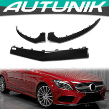 3PCS For 2015-2018 Benz W218 CLS400 CLS550 Front Bumper Lip Molding Trims Black