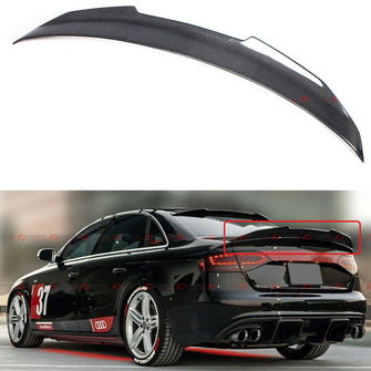 FOR 2008-2012 AUDI A4 B8 PSM STYLE HIGHKICK DUCKBILL CARBON FIBER TRUNK SPOILER WING