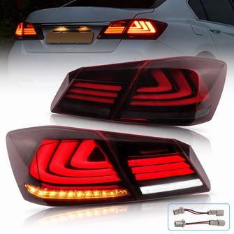 Red Sequential LED Tail Lights For Honda Accord Sedan 2013-2015