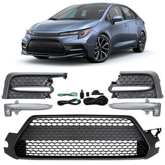 For 2020-2022 Toyota Corolla SE XSE Front Lower Grille +LED DRL Signal Fog Light