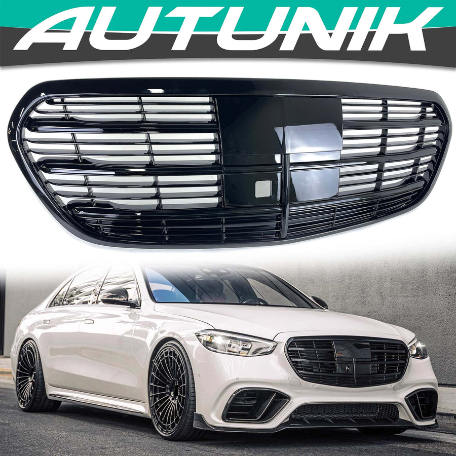Black Front Grille - For Mercedes W223 S580 2021-2024 - Autunik.com