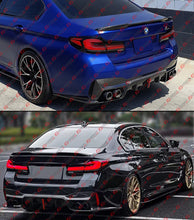 For 2018-2023 BMW F90 M5 CTM LED Real Carbon Fiber Rear Bumper Diffuser + Extension